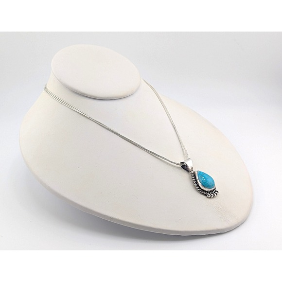 Authentic Navajo Necklace Blue Turquoise Pendant Native American Jewelry‎ ** - Picture 4 of 10